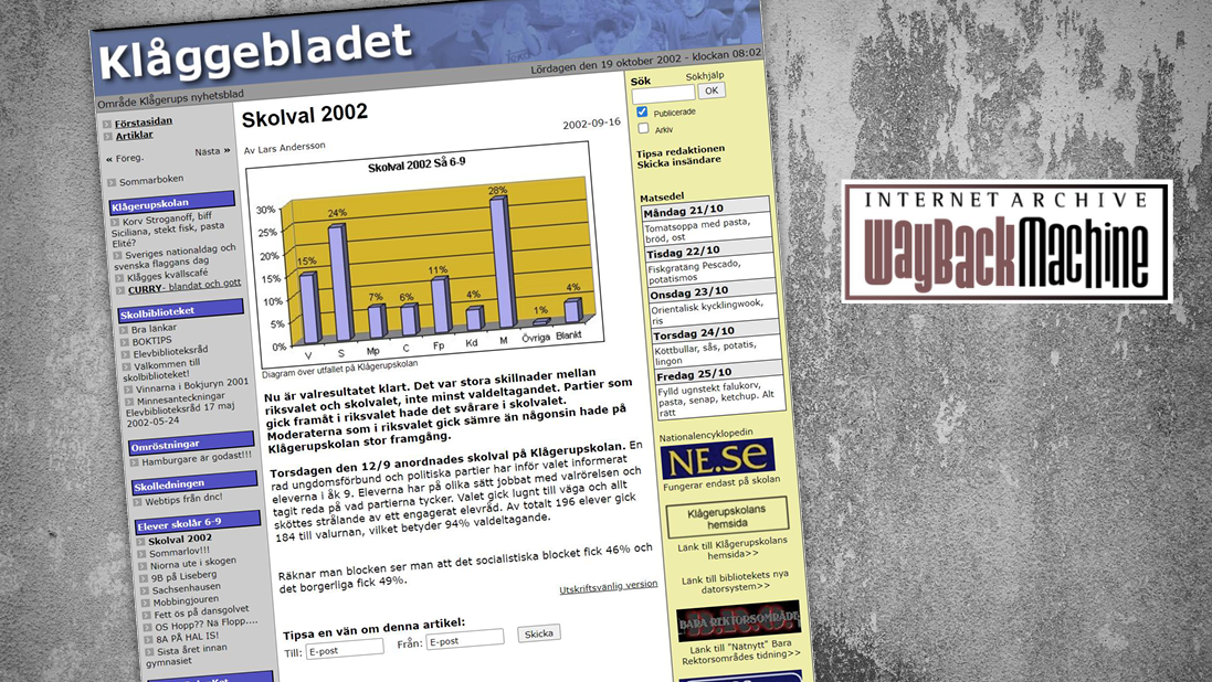 Klåggebladet, en digital webbsida