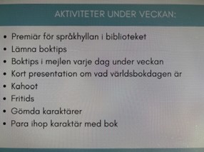 aktiviteter under veckan