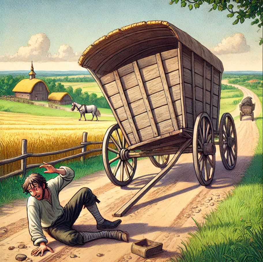 tappad bakom en vagn